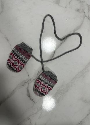 Классные варежки на веревке, рукавички, варежки
