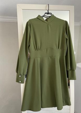 Платье, платье хаки, платье миди