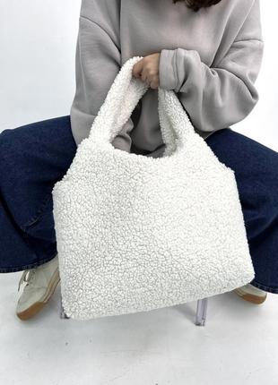 Сумка тедди молочного цвета, плюшевая сумка размером 35 см на 50 см3 фото