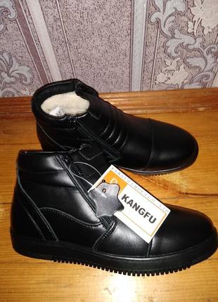 Шикарные зимние кожаные-кожа ботинки фирмы kangfu акция