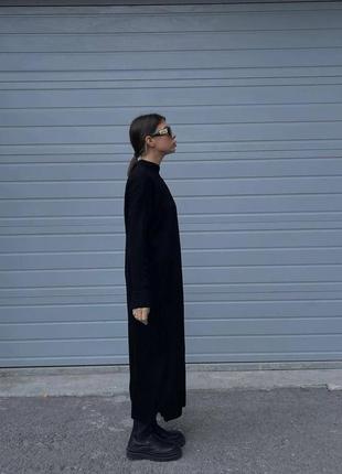 Сукня максі вільного крою на довгий рукав якісна базова чорна2 фото