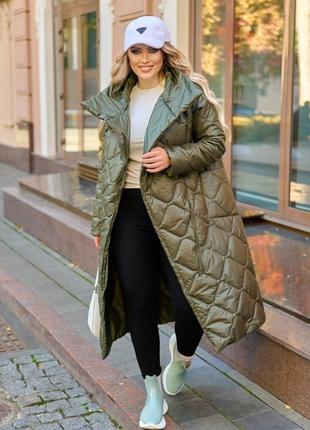 Стильное зимнее стобанное пальто от 48 до 70 размера10 фото