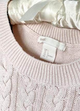 Бледно розовый свитер косами h&amp;m6 фото