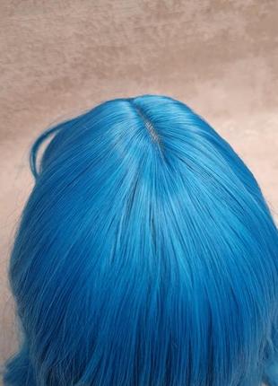 Парик голубой короткий с термоволокна термопарик синий