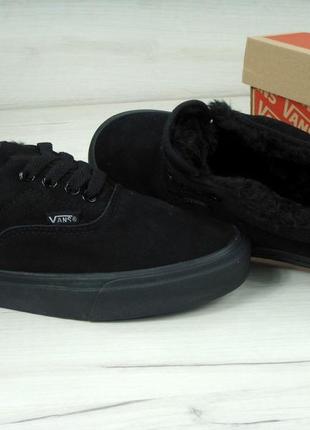Зимові жіночі замшеві кросівки з хутром в стилі vans 🆕 зимові кеди ванс