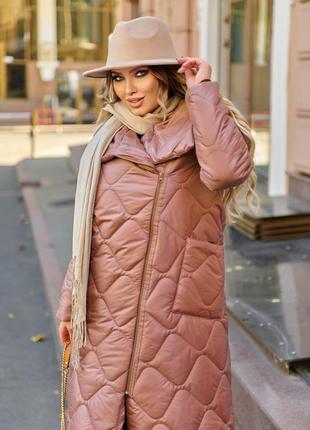 Стильное стеганое зимнее пальто от 48 до 70 размера5 фото