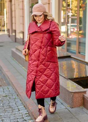 Стильное стеганое зимнее пальто от 48 до 70 размера