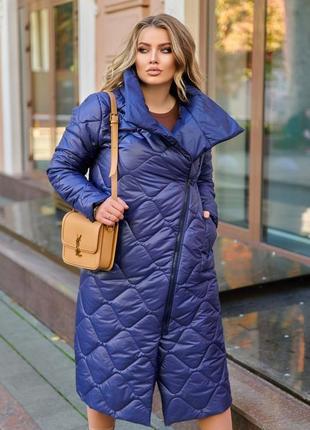 Стильное стеганое зимнее пальто от 48 до 70 размера7 фото