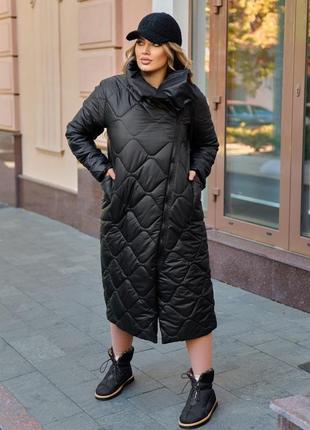Стильное стеганое зимнее пальто от 48 до 70 размера8 фото