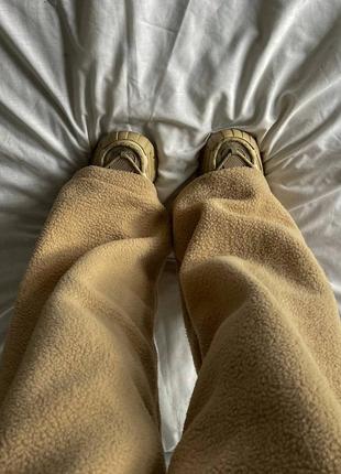 Теплые брюки тедди барашек свободного кроя палаццо с высокой посадкой на резинке со шнурком широкие7 фото