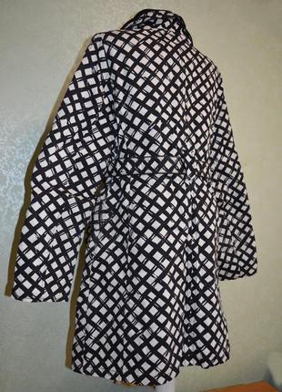 Стильное пальто утепленное в диагональную черно-белую клетку, spoom (2535_)5 фото