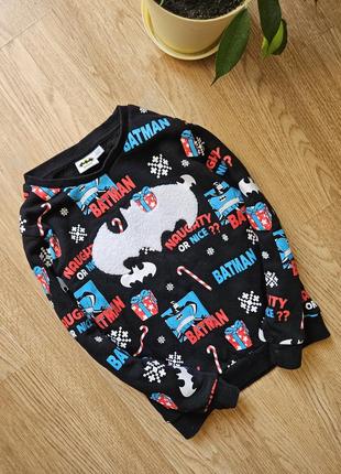 Детский рождественский мирор кофта на мальчика 6-7роков бэтмен