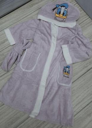 Детский банный халат микрофибра велсофт лиловый  donald 8-12 лет