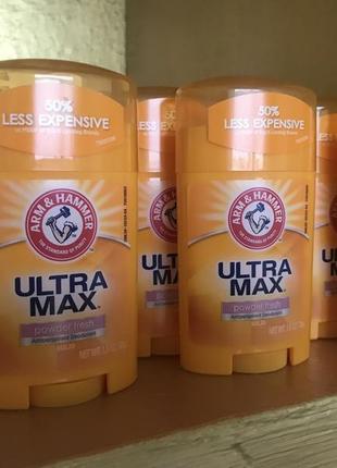 Arm & hammer, ultramax, твердий дезодорант-антиперспірант для чоловіків, зі свіжим ароматом, 28 г