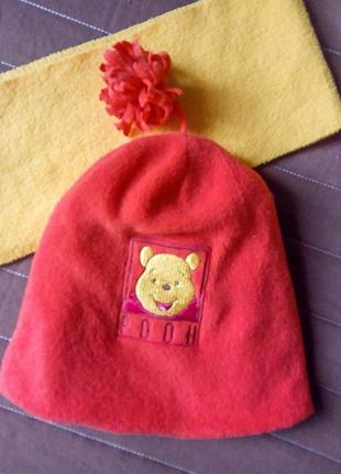 Дитячий комплект disney на дівчинку 3-4 роки тепла флісова шапка вінні шарф рукавички осінь зима дем2 фото