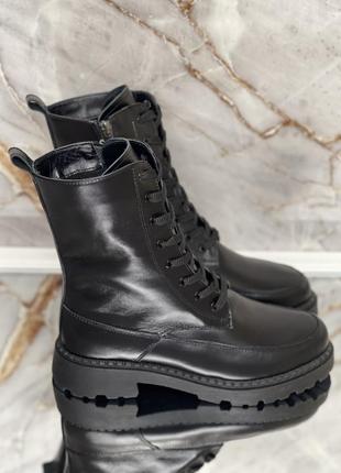 Женские ботинки черного цвета кожаные осенние зимние под заказ 36-43р