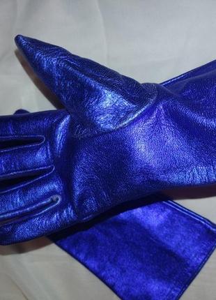 Шкіряні рукавички з натуральної шкіри металік2 фото