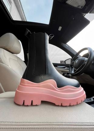 Ботинки женские в стиле bottega Cab vneta black pink