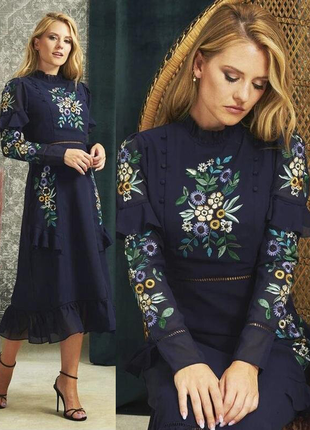 Розпродаж плаття hope & ivy міді asos з вишивкою, об'ємним декором і бісером