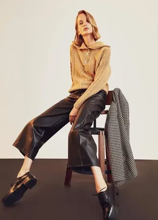 Утеплені штани широкі зі штучної шкіри defacto оригінал р.42