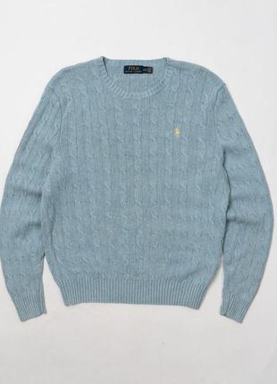 Polo ralph lauren tussah silk cable knit crew neck sweater мужской свитер