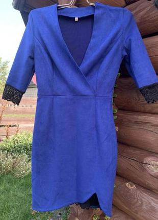 Плаття сукня замш екозамш і мереживо