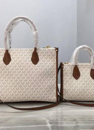 Сумка michael kors tote bag бежева / шоппер2 фото