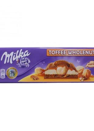 Шоколад milka тоффі з цілим горіхом, 300г