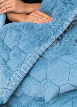 Покривало елітне плед на ліжко 200х220 см шиншилла блакитний4 фото
