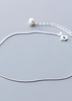 Срібний анклет (браслет на щиколотку) з натуральною перлиною2 фото