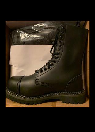 Черевики grinders herald ds derby boot 14-ть люверсів black leather чорні гріндерс гріндерси шкіра