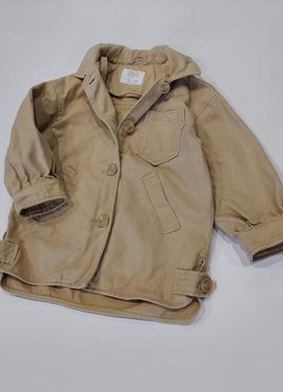 Крутая джинсовая рубашка, куртка, жакет от zara бежевого цвета 5-6 лет3 фото
