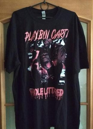 Мужская футболка playboi carti whole lotta red merch rap hip-hop (l-xl)1 фото