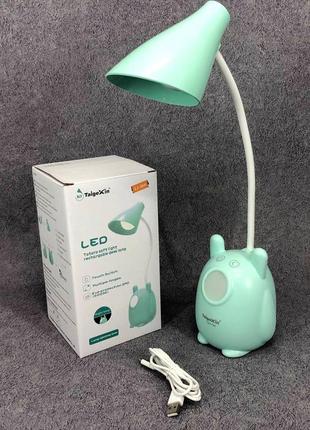 Настольная лампа taigexin led tgx 792, настольная лампа на гибкой ножке, лампа сенсорная. цвет: зеленый4 фото
