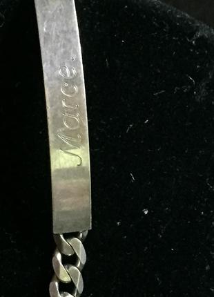 Серебряный браслет с гравировкой :marcel.размер :19 см.7 фото