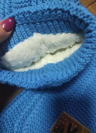 Набор шапка+шарф зимний голубой теплый зимний4 фото