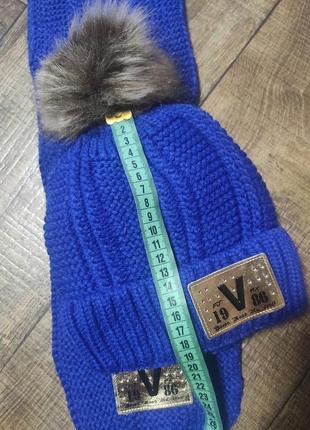 Набор шапка+шарф зимний голубой теплый зимний8 фото