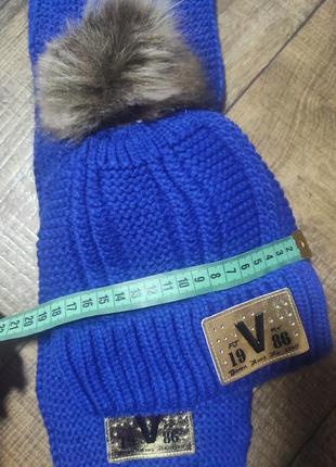 Набор шапка+шарф зимний голубой теплый зимний9 фото