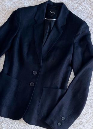 Синий льняной пиджак next