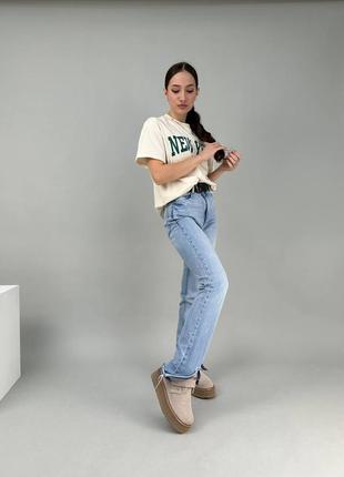 Натуральные высокие замшевые угги на цигейке