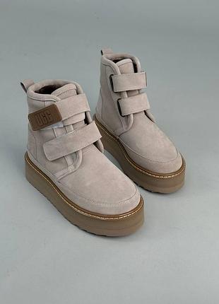 Натуральные высокие замшевые угги на цигейке