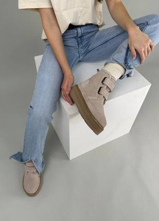 Натуральные высокие замшевые угги на цигейке