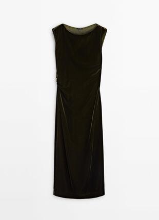Massimo dutti бархатное платье с деталями7 фото