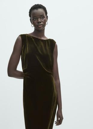 Massimo dutti бархатное платье с деталями3 фото