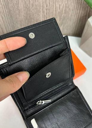 Жіночий шкіряний гаманець портмоне з тисненням чорний2 фото