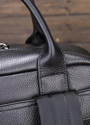 Великий жіночий шкіряний рюкзак-сумка чорний4 фото
