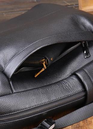 Великий жіночий шкіряний рюкзак-сумка чорний8 фото