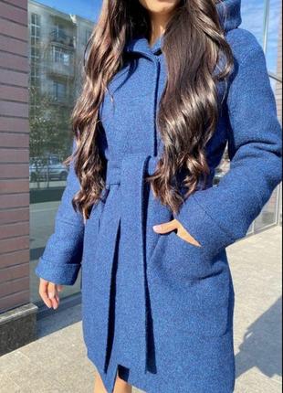 Шикарне італійське пальто. синього кольору. 60% бавовни та 30% ангори. 44 розмір. весна-осінь