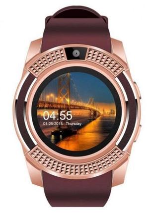 Розумні смарт-годинник smart watch v8. колір: коричневый
