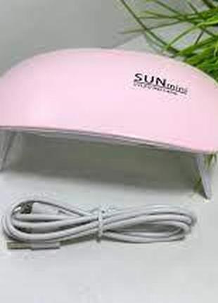 Лампа для нігтів sun mini led-uv 6 вт рожева5 фото